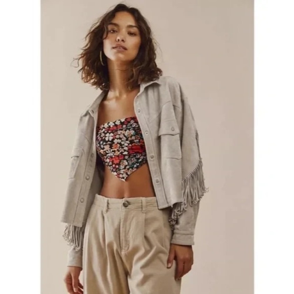 BLANKNYC x Free People Jacket Shacket Fringe Twist & Shout Faux Suede Cropped
